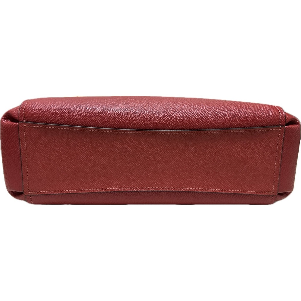COACH Brooke Crossgrain Leather Carryall Satchel in Dark Red w/Silk Coach Twilly - Picture 9 of 13